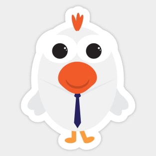 Cute chicken with tie Sticker